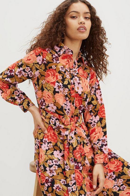 Dorothy Perkins Petite Floral Long Sleeve Shirt Midi Dress 4