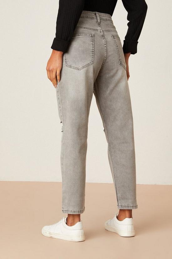 Dorothy Perkins Petite Grey Ripped Mom Jeans 3