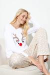 Dorothy Perkins Off White Reindeer Pom T And Wide Leg Set thumbnail 1