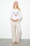 Dorothy Perkins Off White Reindeer Pom T And Wide Leg Set thumbnail 2
