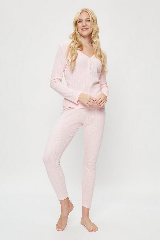 Dorothy Perkins Pink Pointelle Henley Top And Leggings set 2