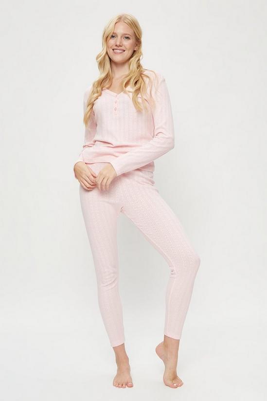 Dorothy Perkins Pink Pointelle Henley Top And Leggings set 4