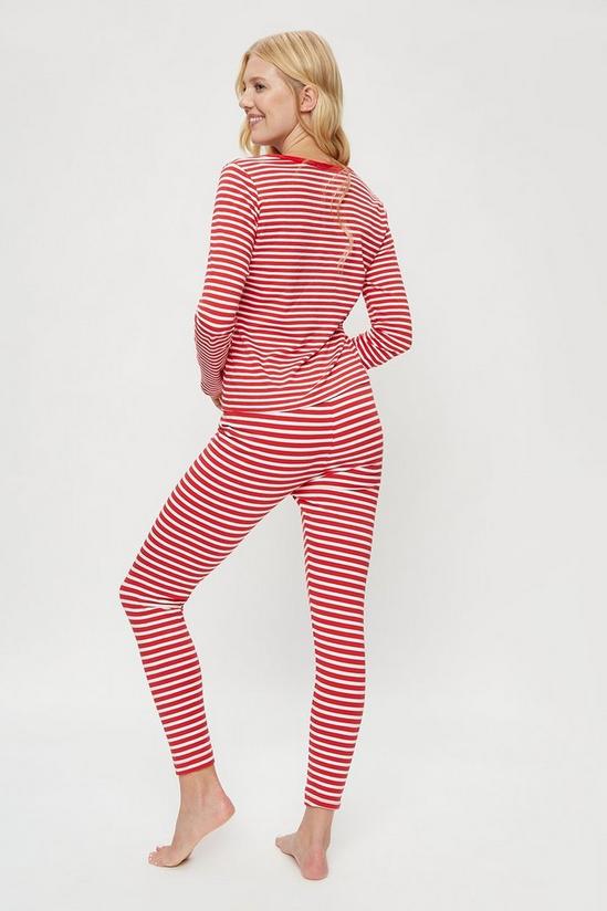 Dorothy Perkins Red and White Stripe Henley Pyjama Set 3