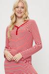 Dorothy Perkins Red and White Stripe Henley Pyjama Set thumbnail 4