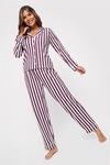 Dorothy Perkins Purple Stripe Revere Shirt And Wide Leg set thumbnail 1