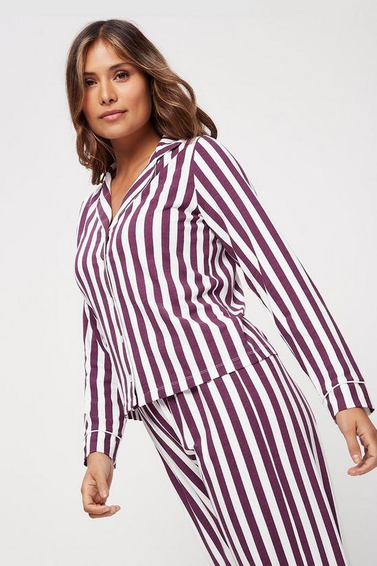Dorothy Perkins Purple Stripe Revere Shirt And Wide Leg set 2