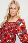 Dorothy Perkins Red Floral Shirred Volume Sleeve Top thumbnail 4