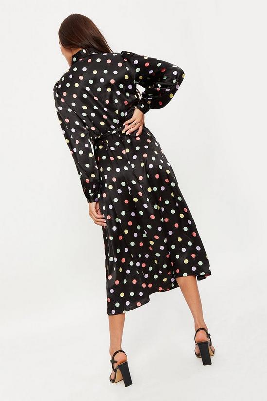 Dorothy Perkins Coloured Spot Satin Midi Shirt Dress 3