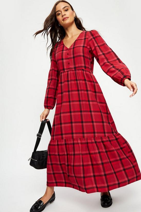 Dorothy Perkins Red Check Tiered Midi Dress 2