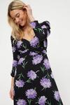 Dorothy Perkins Purple Floral Ruched Sleeve Maxi Dress thumbnail 4