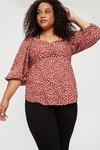 Dorothy Perkins Curve Abtract Print Ruched Front Top thumbnail 1