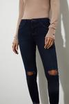 Dorothy Perkins Blue Black Distressed Ripped Knee Darcy Jeans thumbnail 4