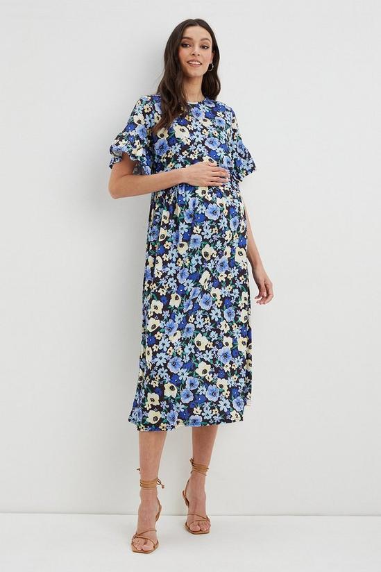 Dorothy Perkins Maternity and Nursing Blue Floral Midi Dress 1