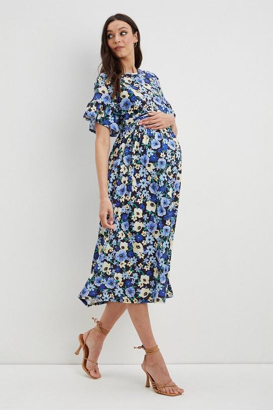 Dorothy Perkins Maternity and Nursing Blue Floral Midi Dress 2