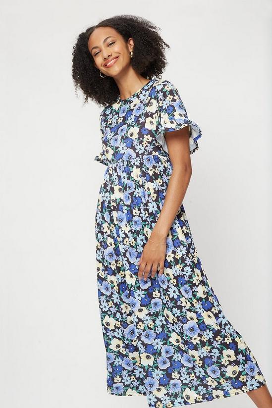 Dorothy Perkins Tall Blue Floral Jersey Midi Dress 1