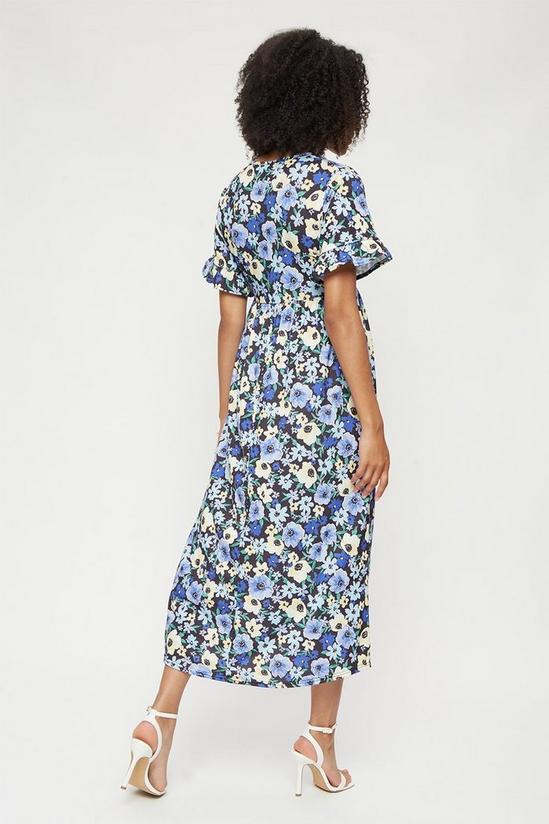 Dorothy Perkins Tall Blue Floral Jersey Midi Dress 3
