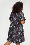 Dorothy Perkins Curve Black Ditsy Floral Frill Sleeve Mini Dress thumbnail 3