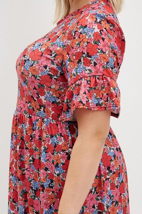 Dorothy Perkins Curve Multi Floral Frill Sleeve Mini Dress 4