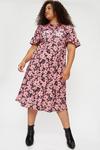 Dorothy Perkins Curve Pink Floral Frill Sleeve Midi Dress thumbnail 2