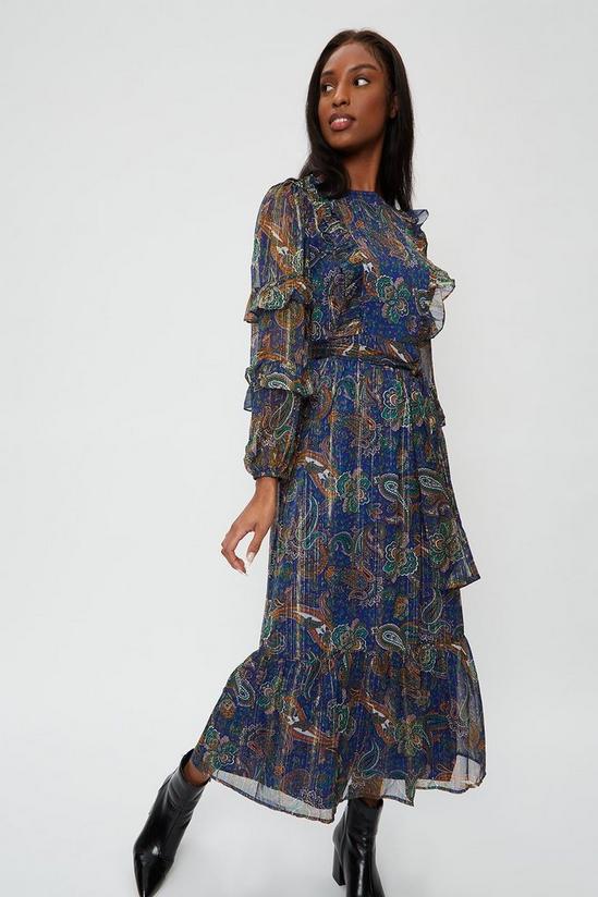 Dorothy Perkins Tall Blue Paisley Ruffle Midaxi Dress 1