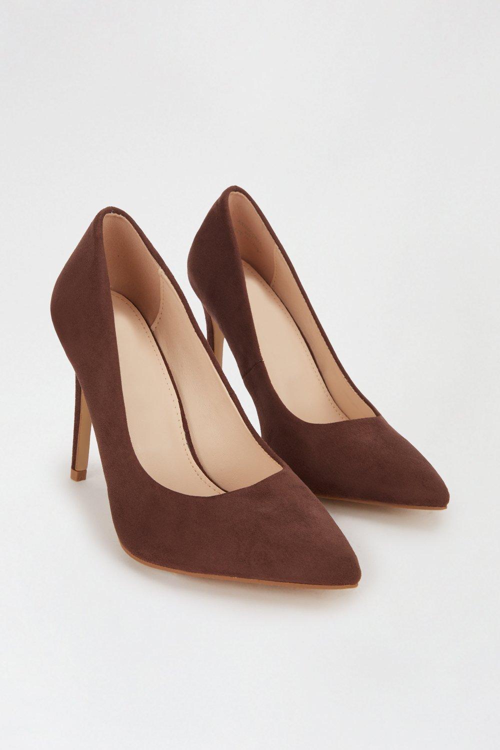 Women’s Faith: Wide Fit Chlo Pointed Court Shoes - brown - 6