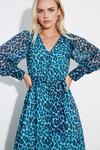 Dorothy Perkins Petite Blue Leopard Print Tie Waist Midaxi Dress thumbnail 4