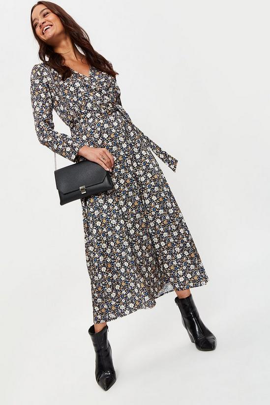 Dorothy Perkins 70s Ditsy Wrap Belted Midi Dress 2