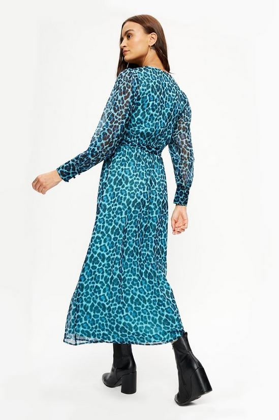 Dorothy Perkins Blue Leopard Print Tie Wiast Midaxi Dress 3
