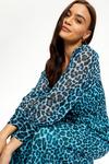 Dorothy Perkins Blue Leopard Print Tie Wiast Midaxi Dress thumbnail 4