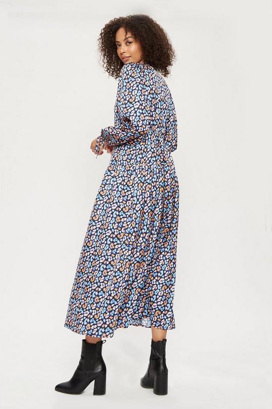 Dorothy Perkins Multi Leopard Print Satin Tie Neck Midi Dress 3