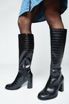 Dorothy Perkins Kaylee Croc Detail Knee Boots thumbnail 1
