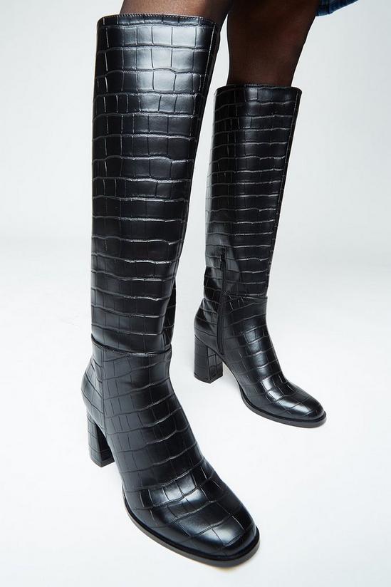 Dorothy Perkins Kaylee Croc Detail Knee Boots 2