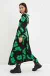 Dorothy Perkins Petite Green Floral Tie Back Midi Dress thumbnail 1