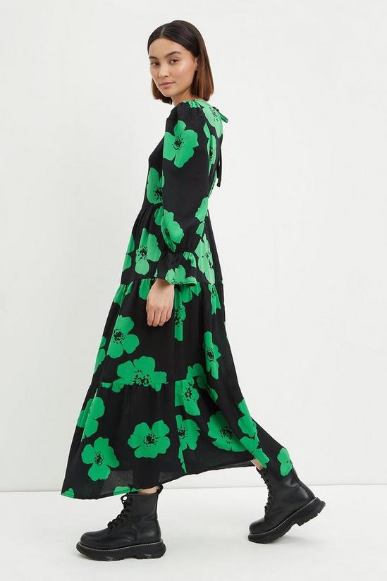 Dorothy Perkins Petite Green Floral Tie Back Midi Dress 1
