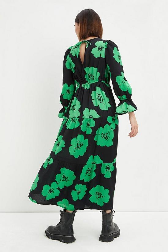 Dorothy Perkins Petite Green Floral Tie Back Midi Dress 3