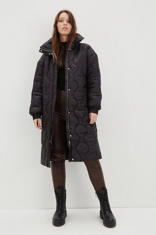 Dorothy Perkins Longline Glossy Quilted Padded Coat 2