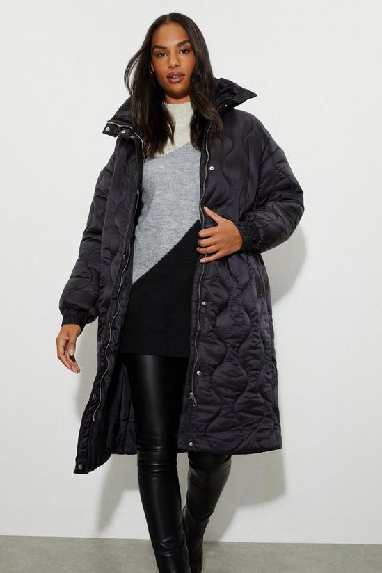 Dorothy Perkins Longline Glossy Quilted Padded Coat 6