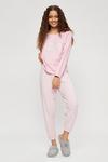 Dorothy Perkins Petite Pink Slogan Long Sleeve Pyjama Set thumbnail 2
