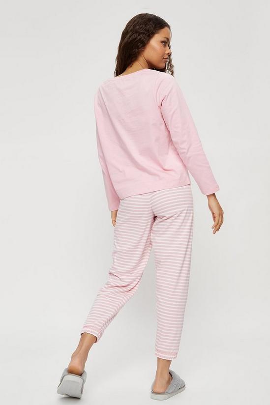 Dorothy Perkins Petite Pink Slogan Long Sleeve Pyjama Set 3