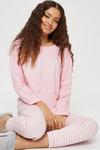 Dorothy Perkins Petite Pink Slogan Long Sleeve Pyjama Set thumbnail 4