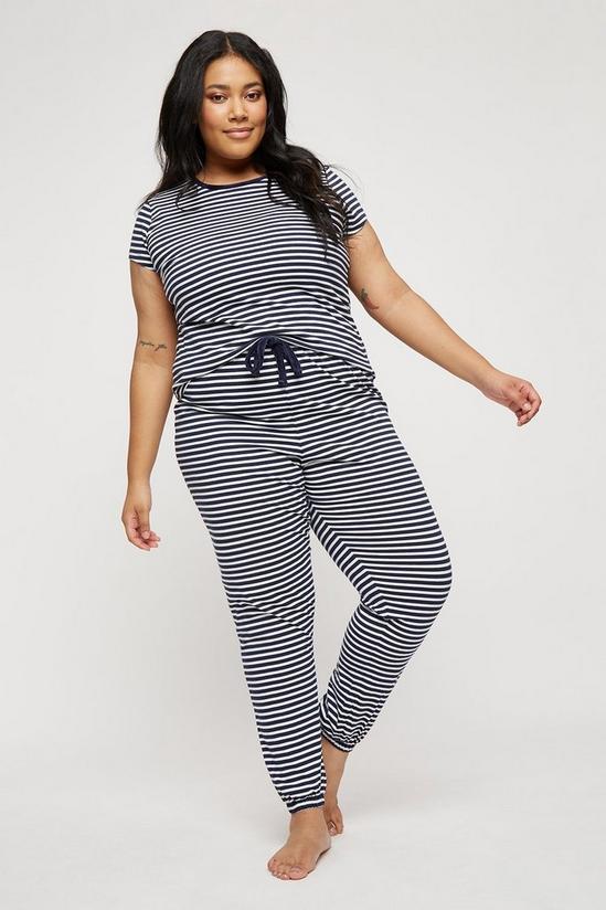 Dorothy Perkins Curve Navy Stripe Short Sleeve Pyjama Set 2