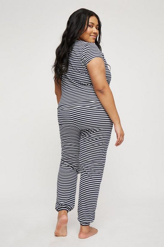 Dorothy Perkins Curve Navy Stripe Short Sleeve Pyjama Set 3