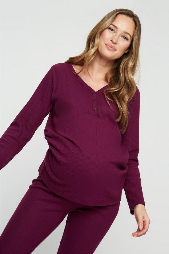 Dorothy Perkins Maternity Purple Nursing Pointelle Pyjama Set 1