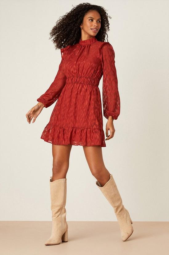 Dorothy Perkins Red Animal Burnout Shirred Waist Mini Dress 2