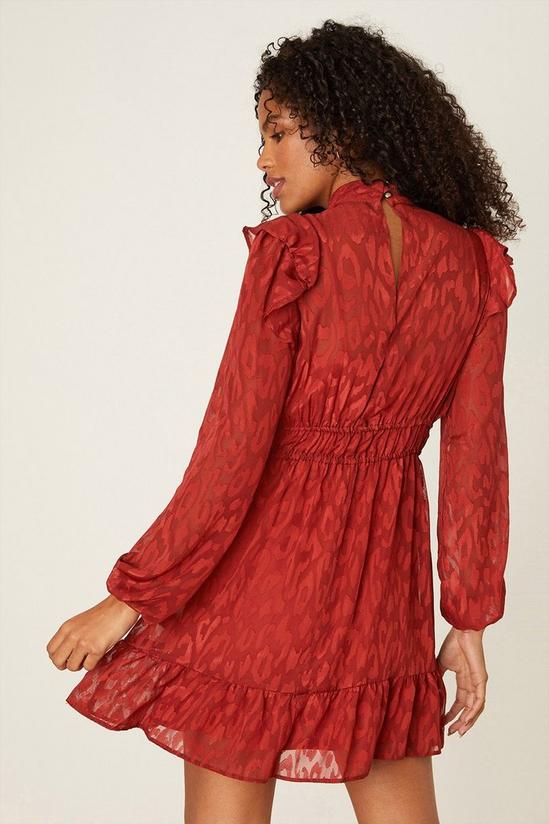 Dorothy Perkins Red Animal Burnout Shirred Waist Mini Dress 3