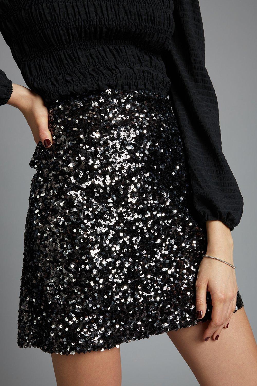 Black sequin skirt outlet dorothy perkins