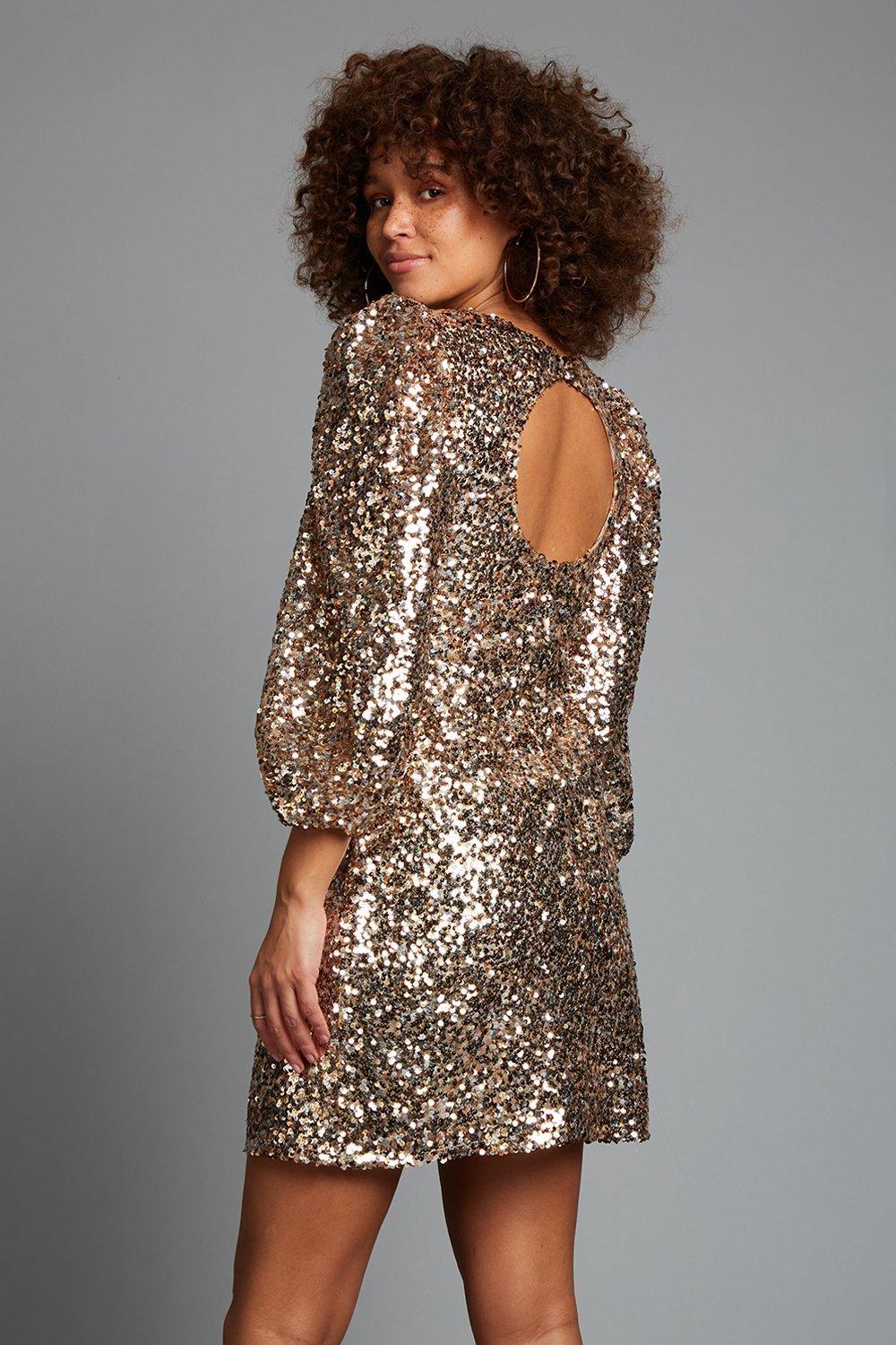 Dorothy perkins gold sequin dress sale