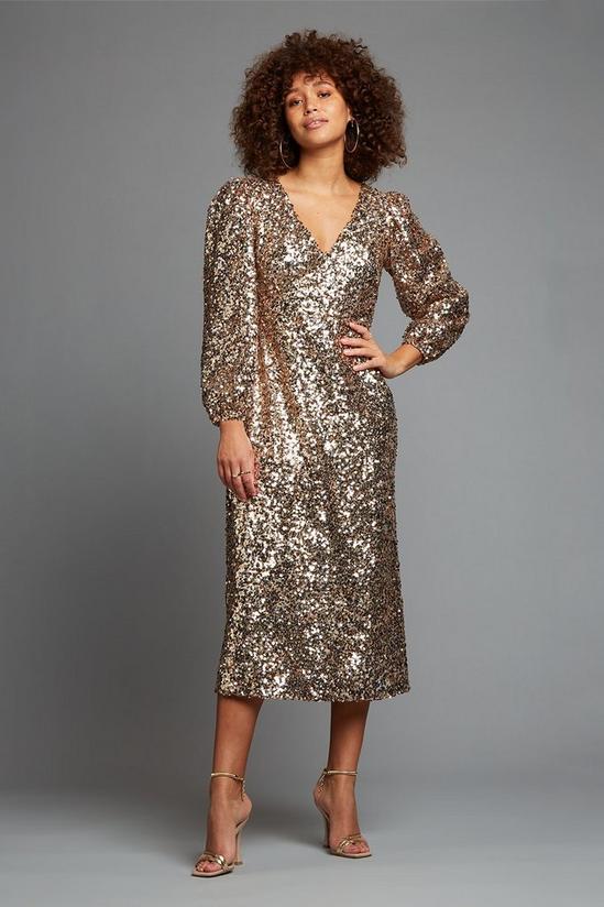 Dorothy Perkins Gold Sequin Midi Dress 2