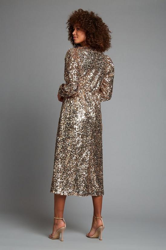 Dorothy Perkins Gold Sequin Midi Dress 3