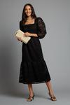 Dorothy Perkins Black Lace Square Neck Midi Dress thumbnail 2